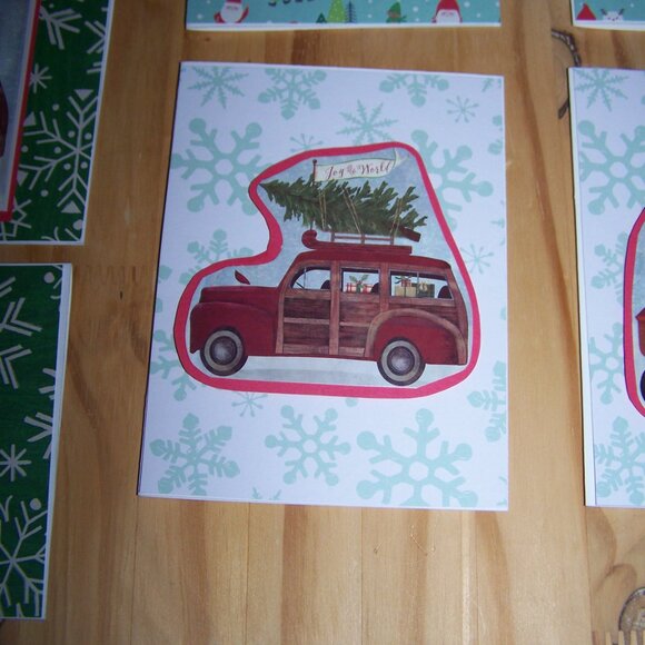 Handmade Set of 12 Vtg Transport Christmas Cards - Picture 11 of 13